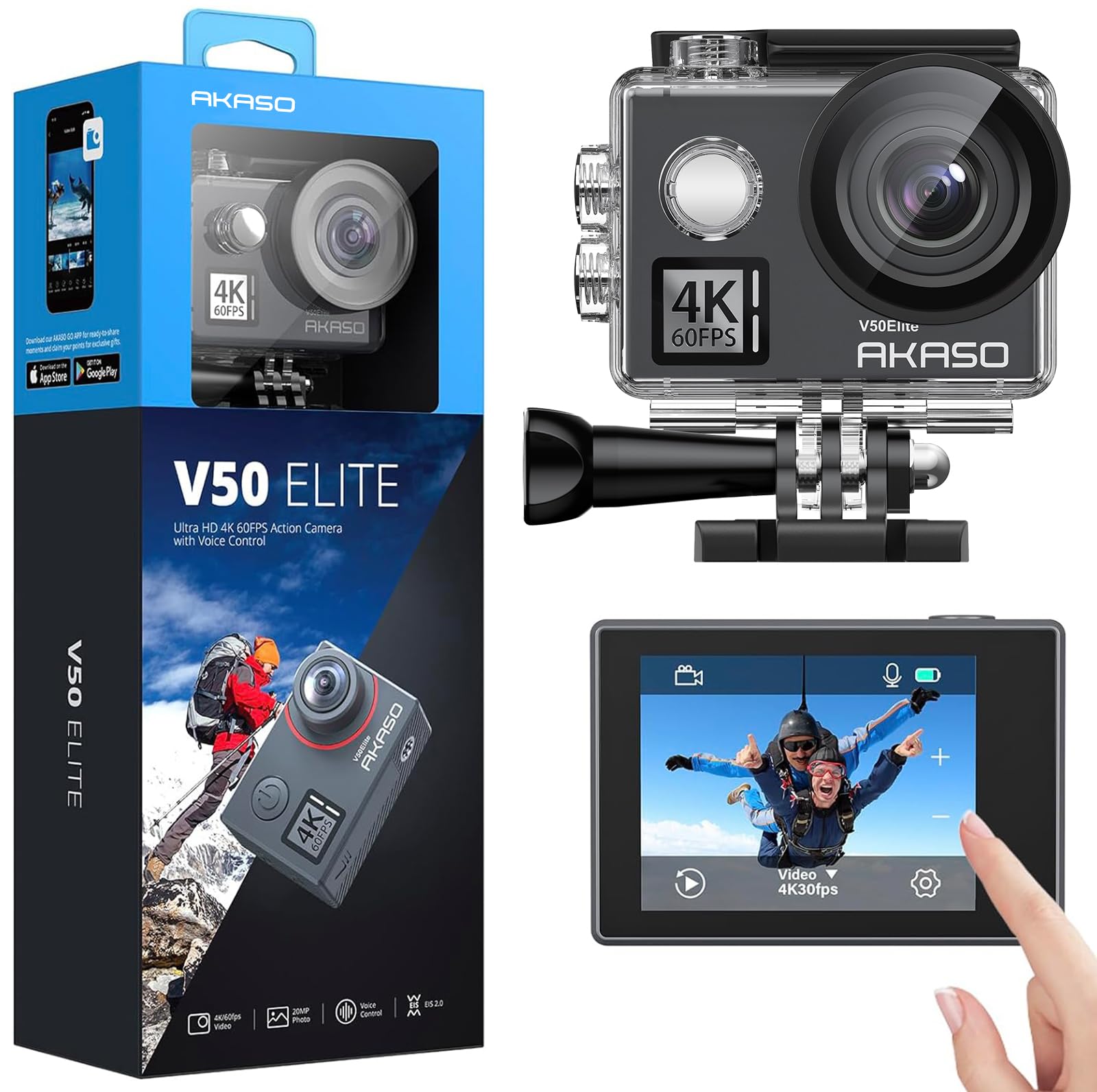 akaso-v50-elite-actionkamera-4k-60fps-wasserdicht-40m-kompakt image 1