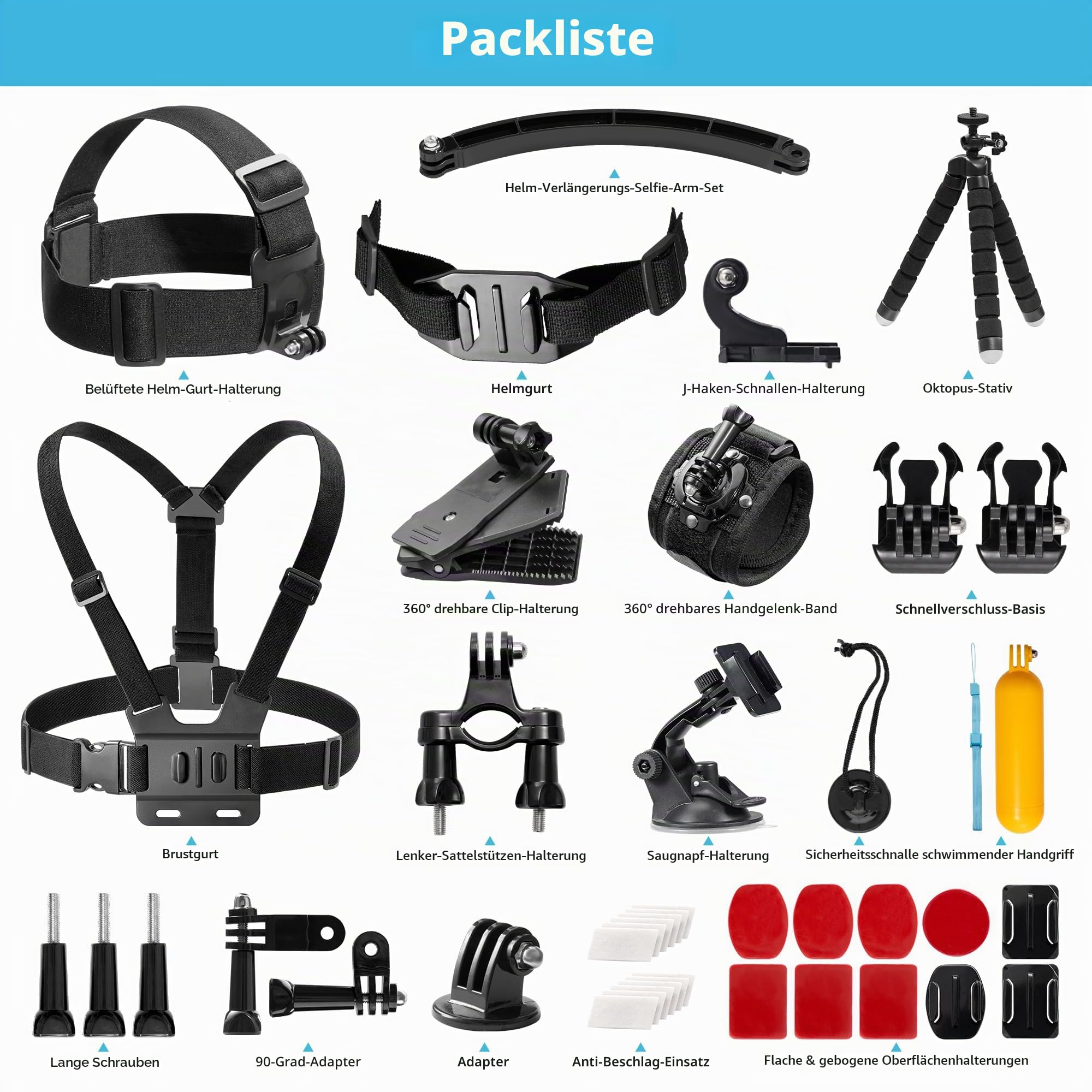 akaso-brave-42-in-1-actioncam-zubeh-rset-mit-tasche image 2