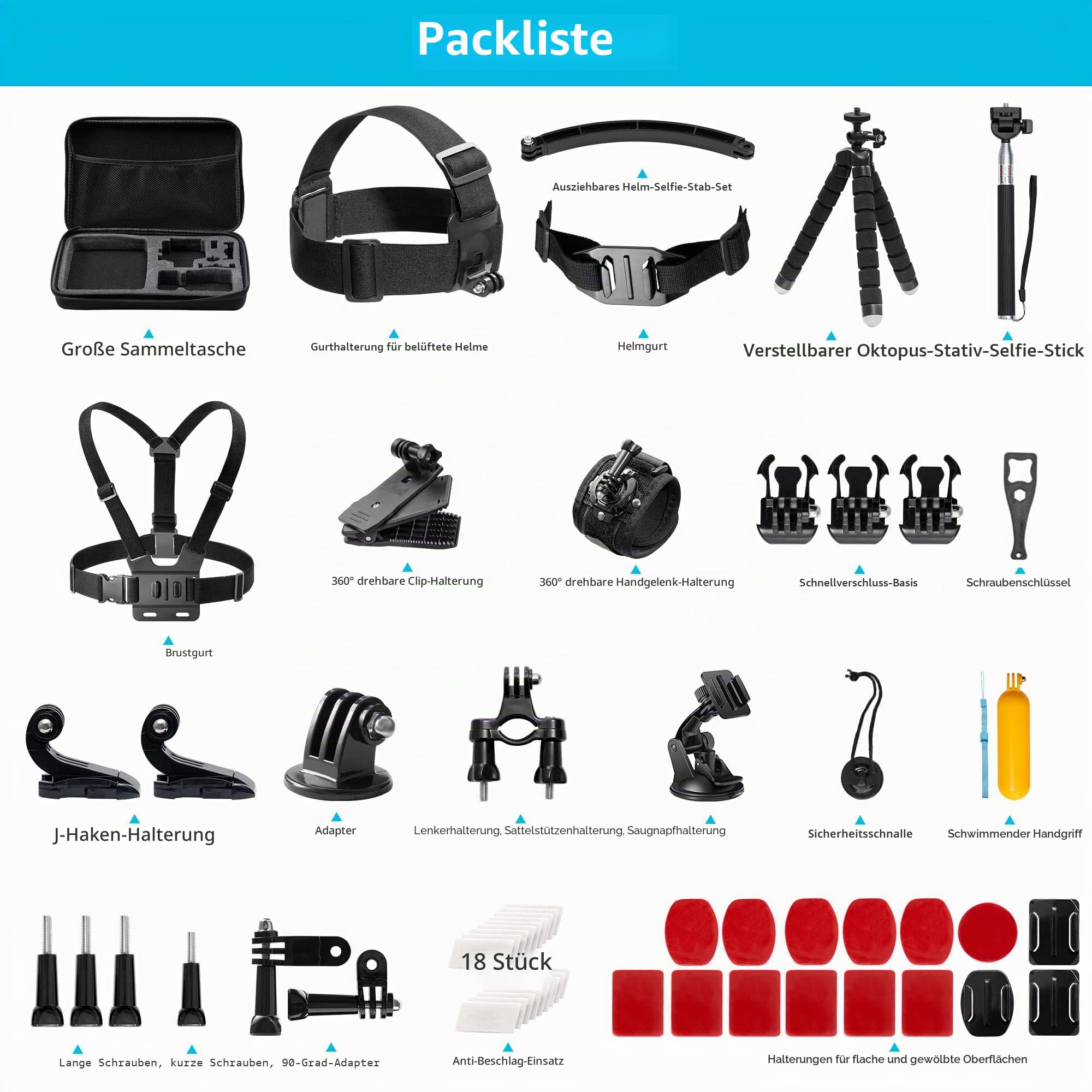 akaso-brave-60-in-1-actioncam-zubeh-rset-mit-tasche image 2