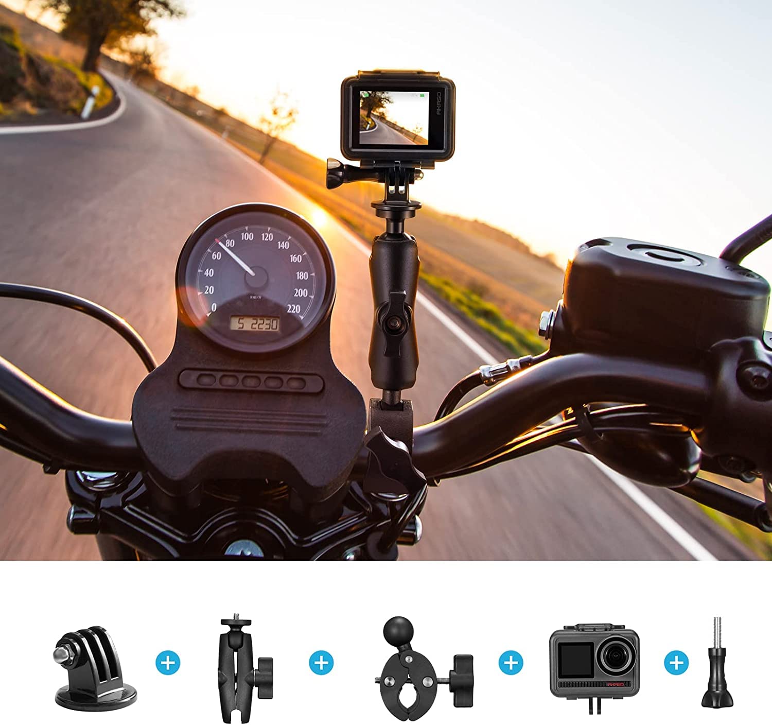 akaso-brave-action-cam-motorrad-set-lenker-helmhalterung image 3